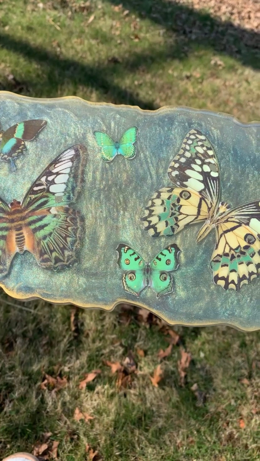 Green and Gold Butterfly Tray