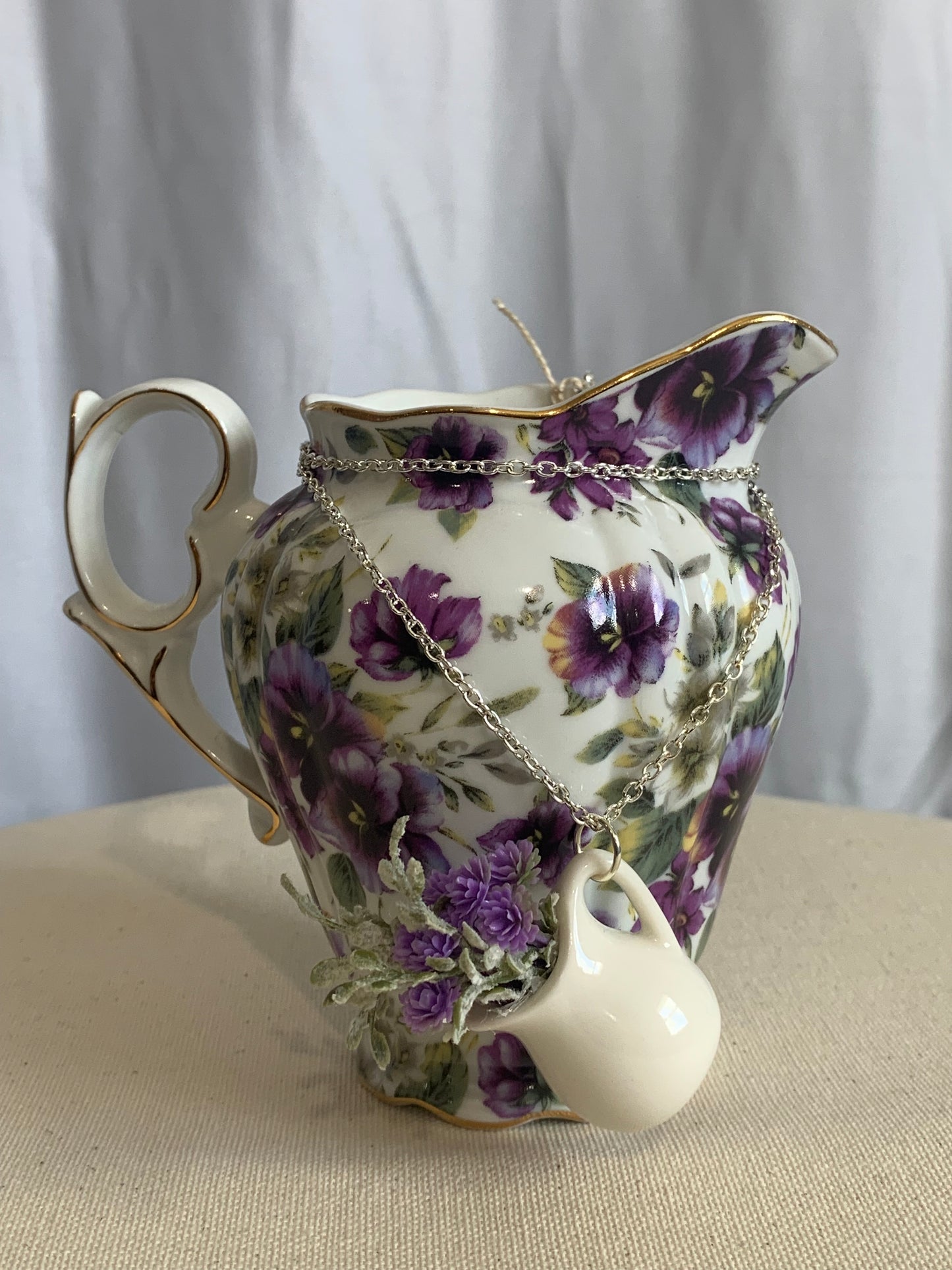 Purple Flower Pitcher Necklace