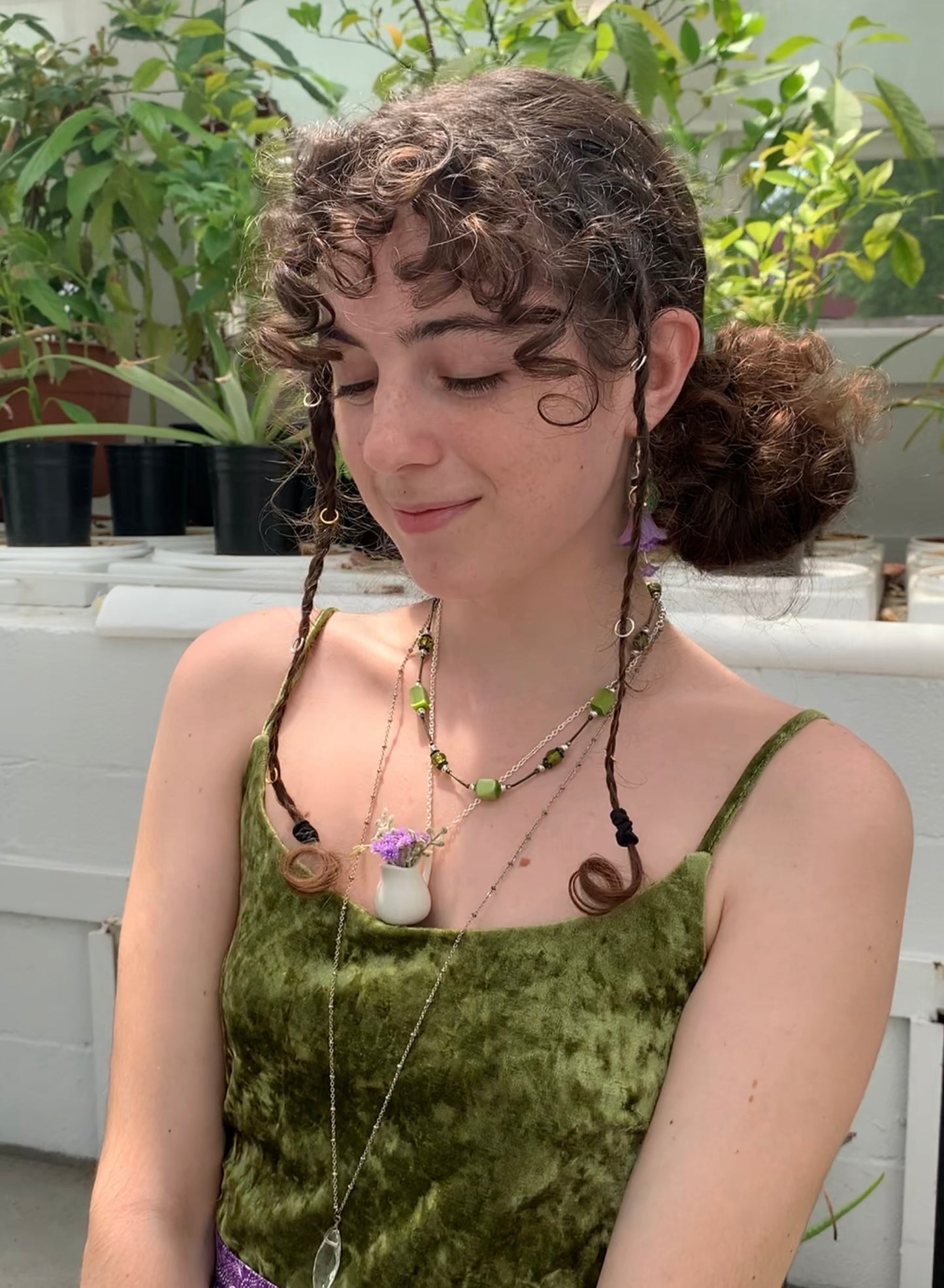 Purple Flower Pitcher Necklace