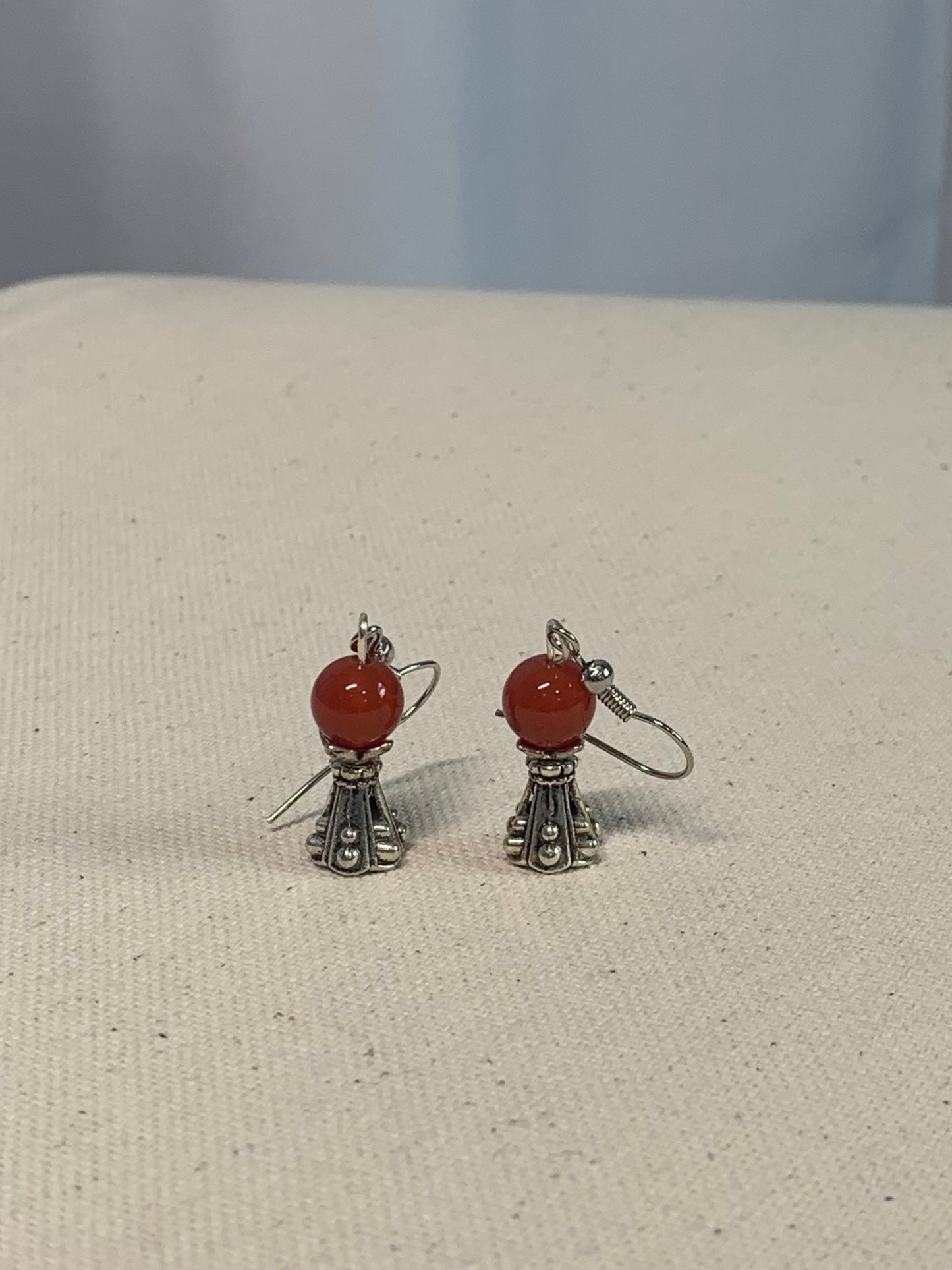 Carnelian Crystal Ball Earrings