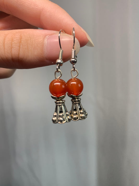 Carnelian Crystal Ball Earrings