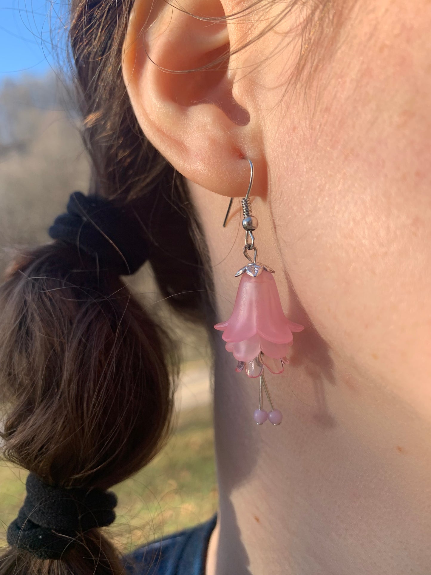 Pink Flower Earrings