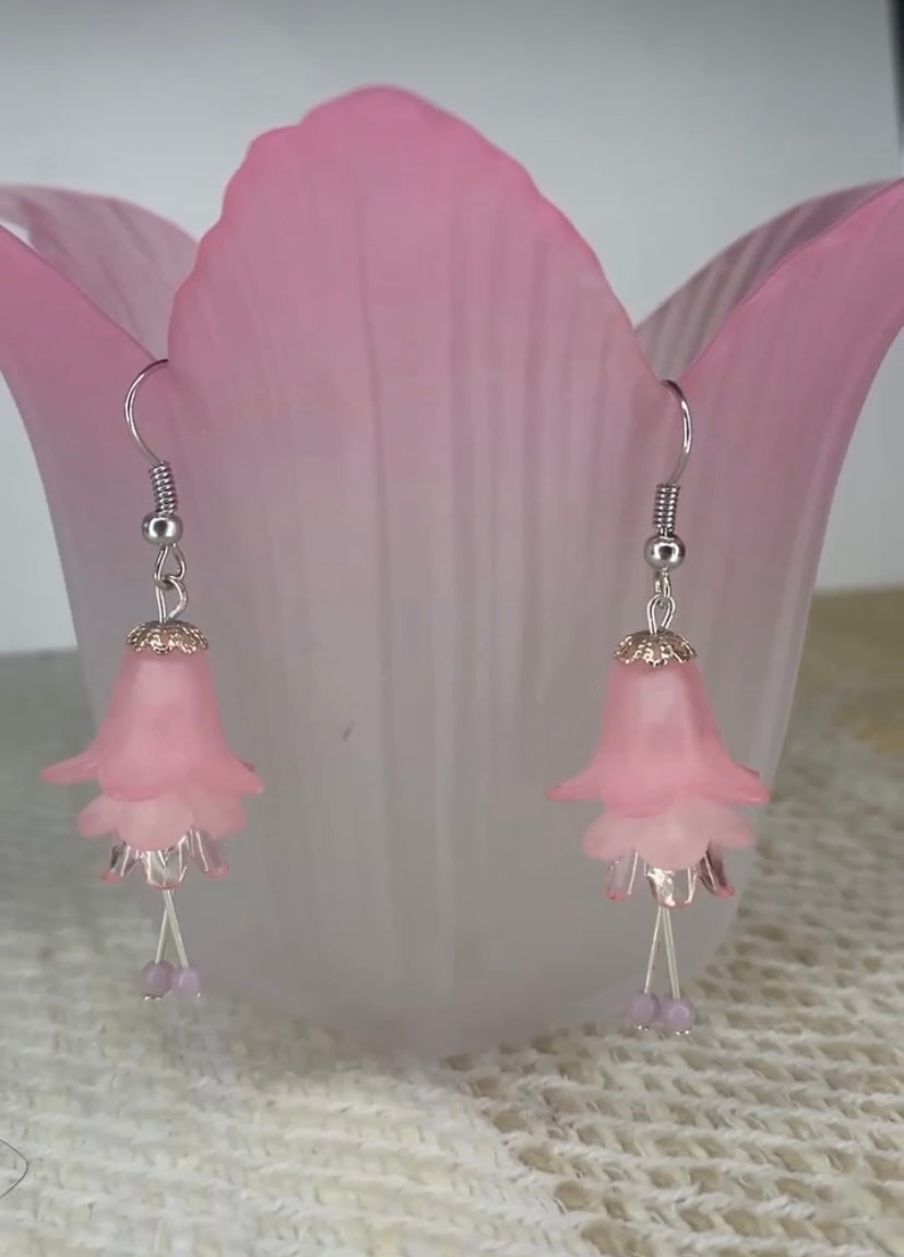 Pink Flower Earrings