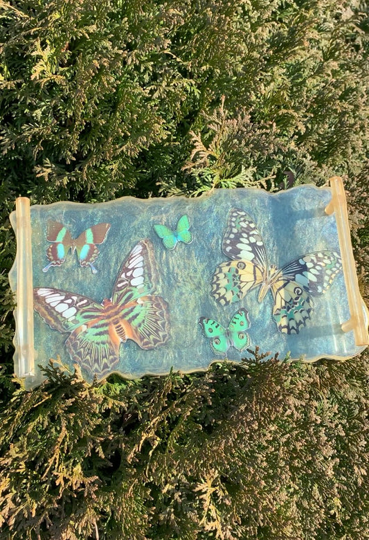 Green and Gold Butterfly Tray