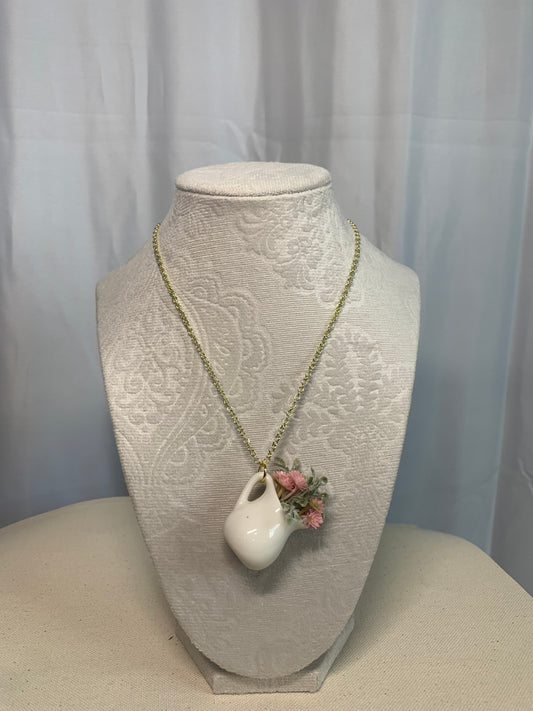 Pink Flower Pitcher Necklace