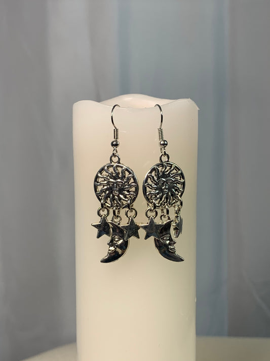 Silver Celestial Earrings