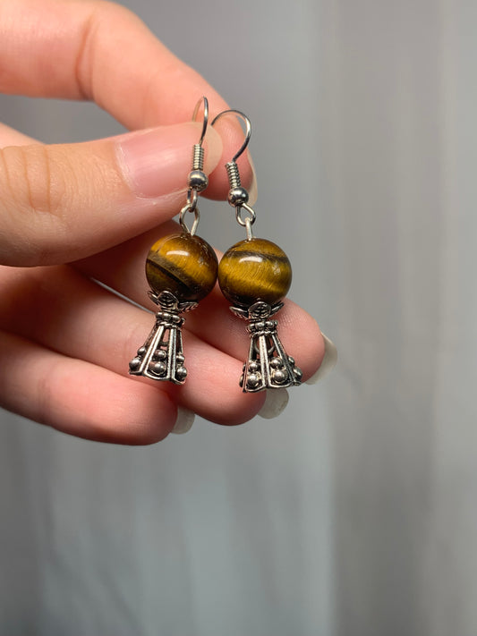Tiger’s Eye Crystal Ball Earrings