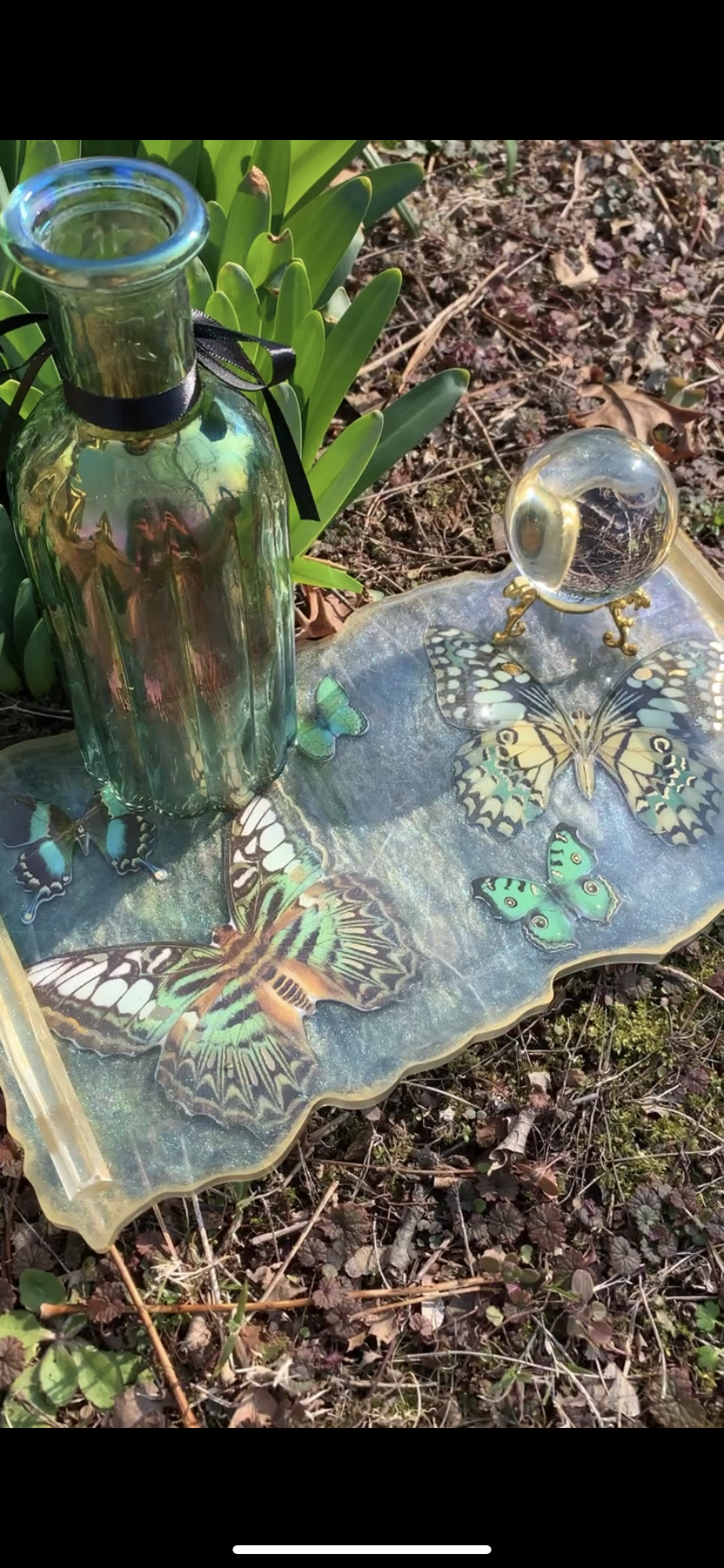 Green and Gold Butterfly Tray